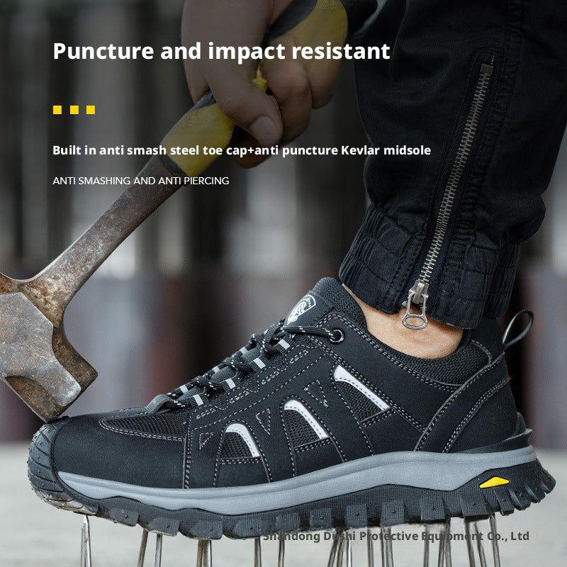 Microfiber Leather Steel Toe Safety Shoes Puncture Resistant Low-Top Rubber Sole - Image 3