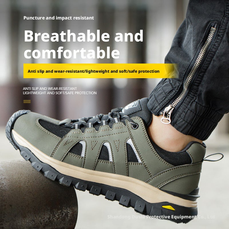 Microfiber Leather Steel Toe Safety Shoes Puncture Resistant Low-Top Rubber Sole - Image 2