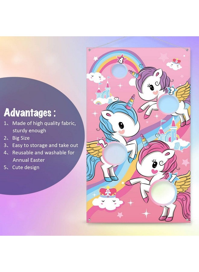 Blulu Unicorn Bean Bag Toss Game for Kids Outdoor Toys Unicorn Toss Game Banner with 3 Nylon Bean Bags Birthday Party Game Backyard Yard Activities for Toddler Birthday Gift for Girls - Image 5