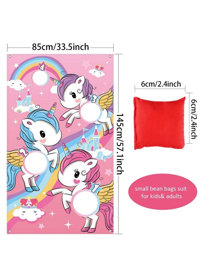 Blulu Unicorn Bean Bag Toss Game for Kids Outdoor Toys Unicorn Toss Game Banner with 3 Nylon Bean Bags Birthday Party Game Backyard Yard Activities for Toddler Birthday Gift for Girls - Image 2