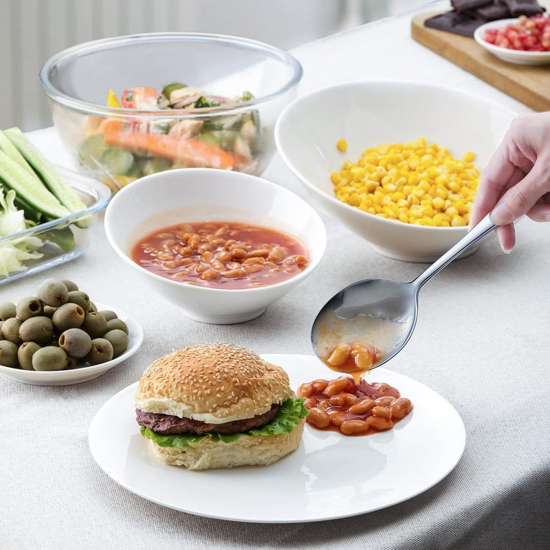 Hiware 8-Piece Serving Set - Includes 4 Spoons and 4 Slotted Spoons, 18/8 Stainless Steel Buffet Utensils - Mirror Polished, Dishwasher Safe, 8.6-Inch - Image 4