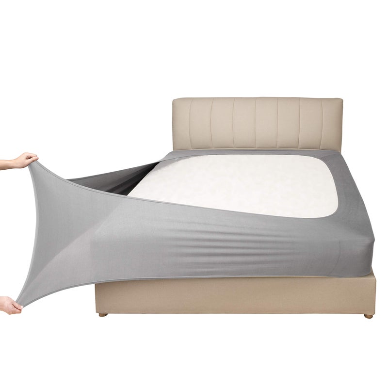 Mrs Awesome Stretch Jersey Box Spring Cover Wrap Around Bed Skirt Alternative Ultra Soft  Wrinkle Resistant QueenQueen XL Silver 