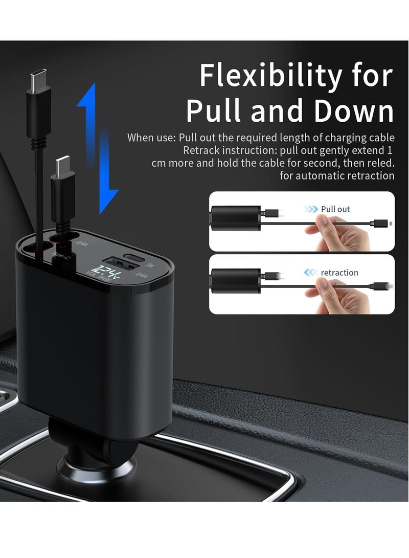 120W Car Charger Retractable Cable Compatible with iPhone 16/15/14/13, S25 Ultra, S24 Ultra and Other Android Phones, PD20W / Type-C 40W Fast Car Power Adapter, USB Fast Phone Charger. - Image 5