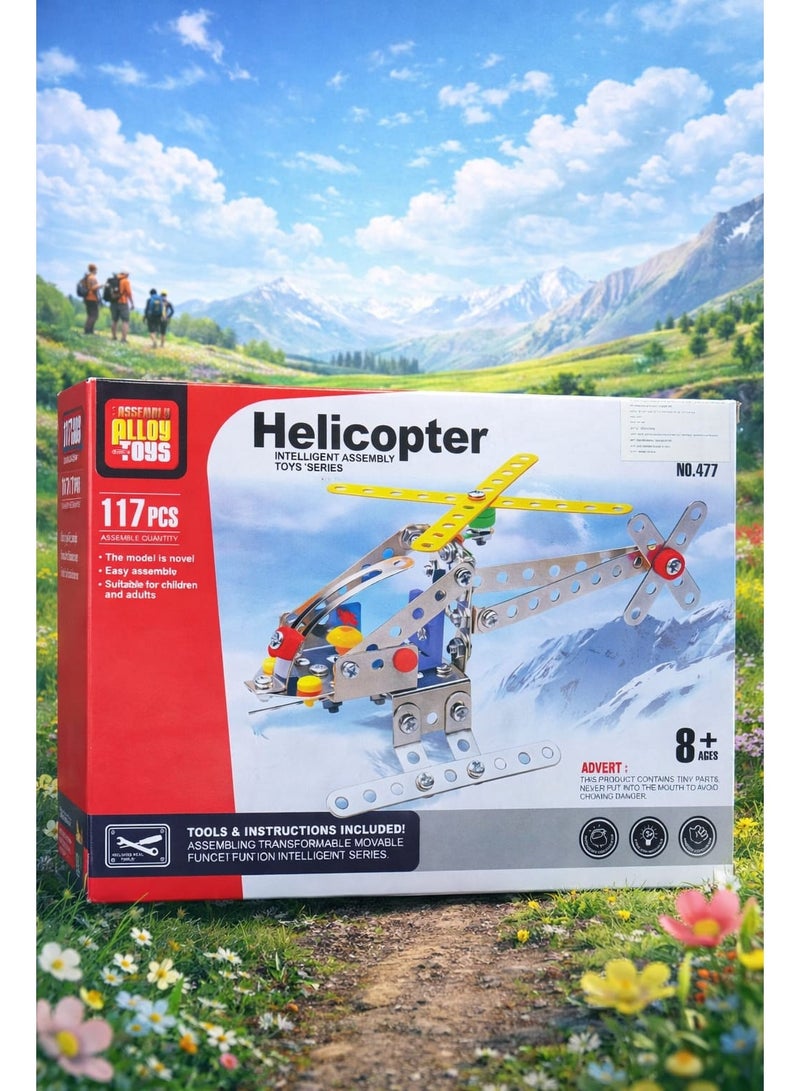 117 Pcs DIY Metal Assembly Helicopter Model Kit – STEM Educational Building Set for Kids and Adults - Image 2