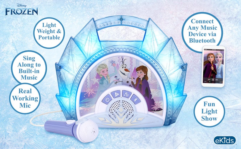 eKids Disney Frozen Karaoke Microphone with Bluetooth Speaker for Fans of Disney Toys, Kids Karaoke Machine with Built in Music - Image 2