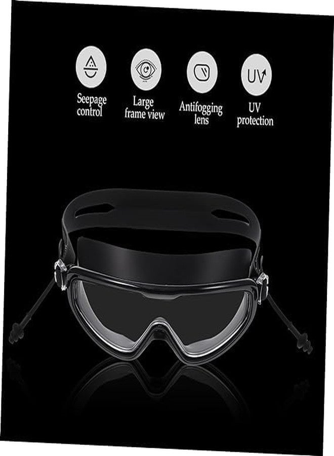 Spocco | Swimming Goggles for Kids with Ear Plugs | Big Frame, Leakproof, Anti-Fog Lenses for Boys & Girls - UV Protection & Adjustable Swim Googles for Young Swimmers | SG 100 | BLACK | 12 - Image 4