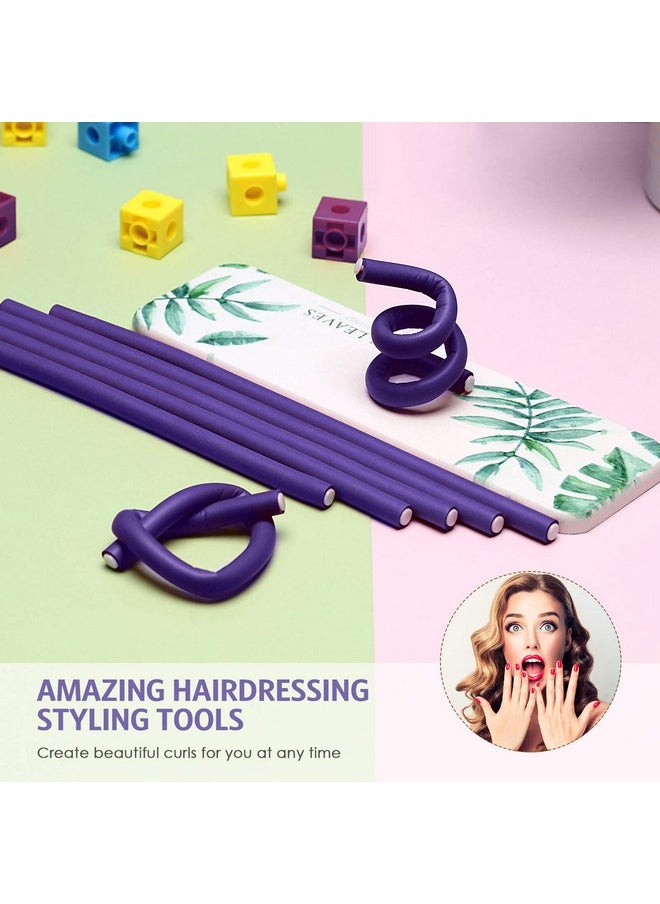 Chuangdi - 36 Pieces Flexible Foam Curling Rods Twist Foam Hair Roller Bendy Rollers Soft No Heat Hair Rollers And Hair Edge Brush Rat Tail Comb For Women Girls Short Medium Long Hair (Purple0.32 X 9.4 Inch) - Image 1