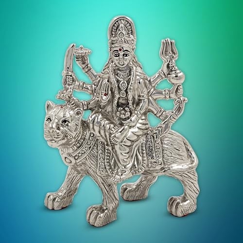 MAA SILVER Pure Silver Maa Durga/Ambe Maa Sherawali Silver Idol/Murti Perfect for Gifting & Pooja/Puja Use (999 Purity)(33 Grams) - Image 3