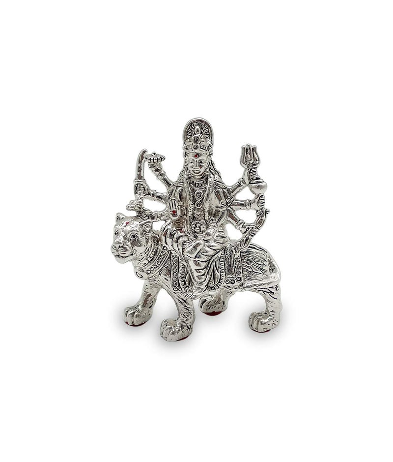 MAA SILVER Pure Silver Maa Durga/Ambe Maa Sherawali Silver Idol/Murti Perfect for Gifting & Pooja/Puja Use (999 Purity)(33 Grams) - Image 1