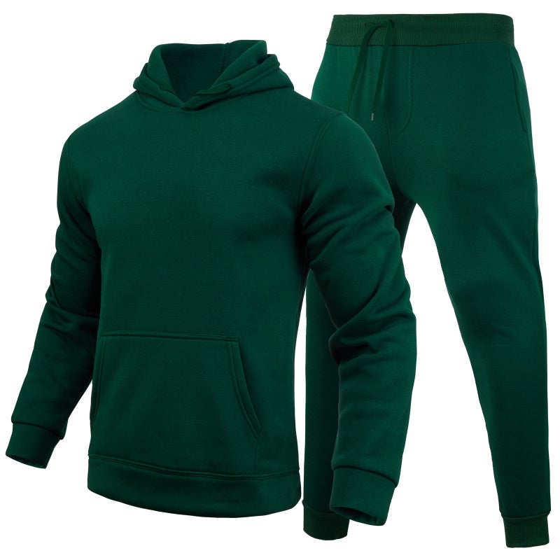 2022 Spring Autumn Winter Men'S And Women'S Casual European Code Blank Solid Color Set Fleece Loose Sweater Pants Two-Piece Set - Image 1