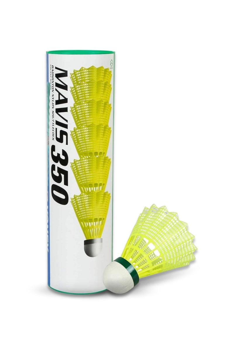 Yonex Mavis 350 Nylon Badminton Shuttlecocks (Yellow, Slow Speed) - Pack of 6, Durable, High-Quality Shuttlecocks for Indoor & Outdoor Play - Image 1