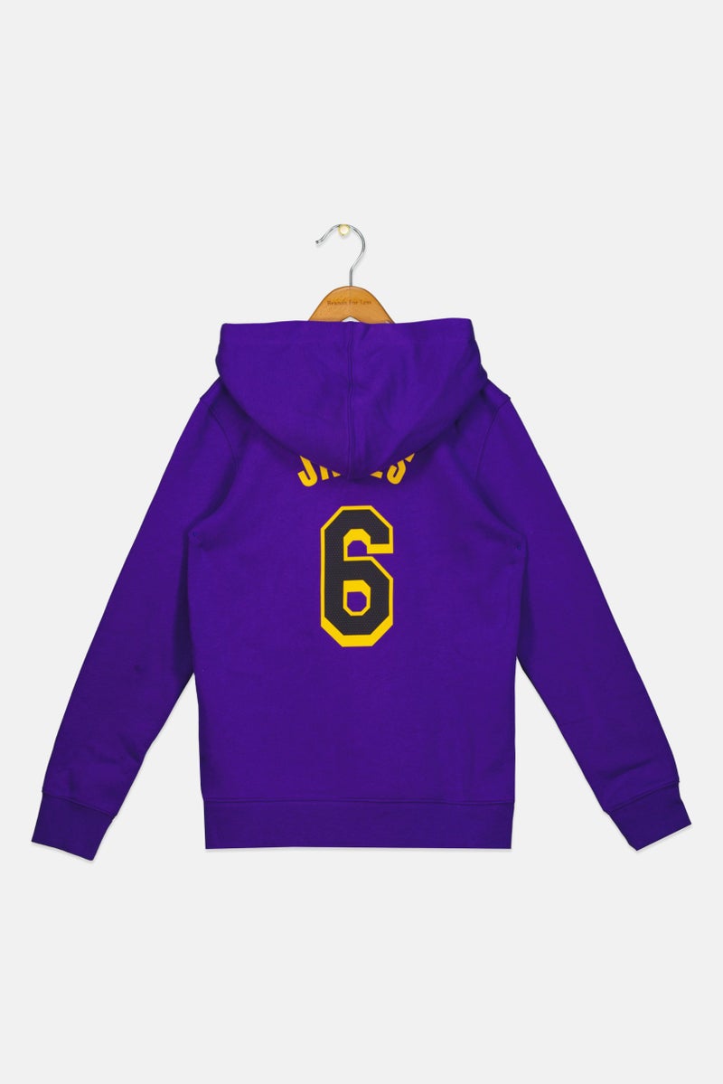 Nike X NBA Kids Boy Lakers Long Sleeve Basketball Hoodie, Purple - Image 2
