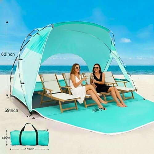 Etto Beach Tent Portable Sun Shelter for 23468 Person with UPF 50 UV Protection Easy Setup Waterproof Beach Shade Canopy Cabana for Family Outdoor and Picnics Fishing with Carrying Bag - Image 3