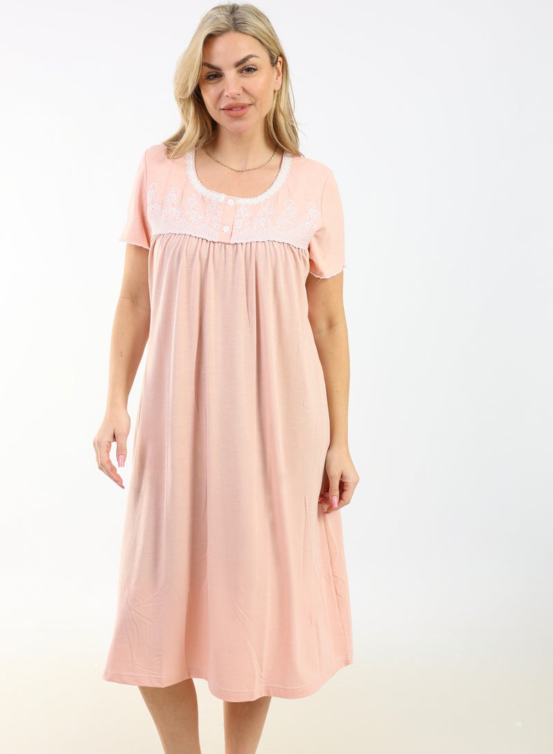 zecotex  Summer Short Dress |  Embroidered Mini Dress | Elegant Half Sleeves | Viscose Fabric | Lightweight & Comfortable Women's Loungewear  - Image 5