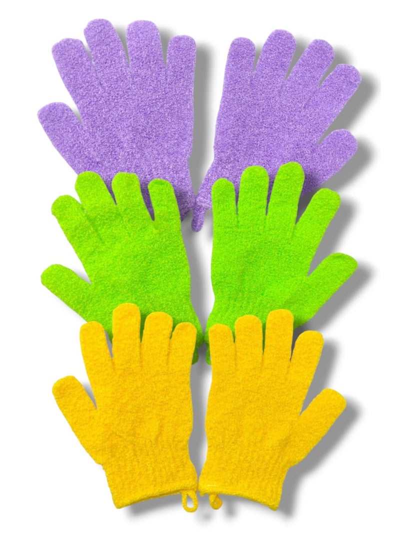 VENDIX Exfoliating Gloves - 6pcs Body Scrub Wash Mitt for Bath & Shower - loofah Bath Glove For Men and Women, korean bath gloves gives you deep clean and glowing skin  - Image 1