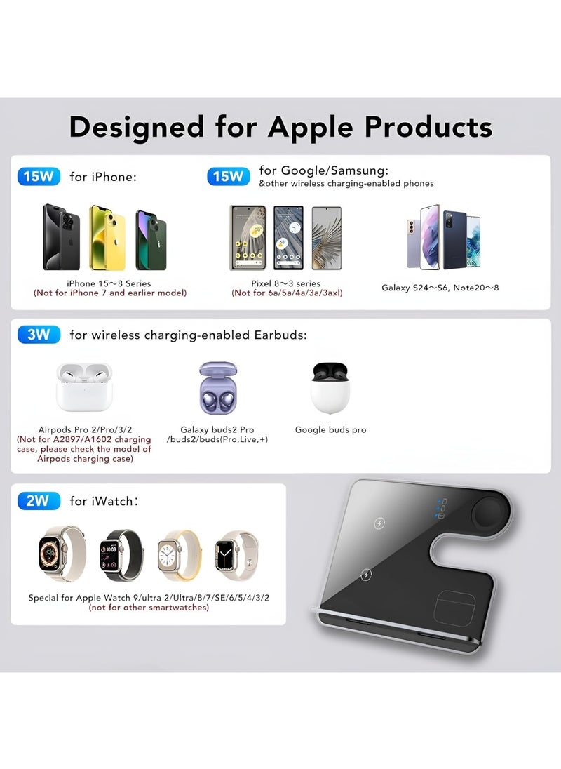 XVersion 3 in 1 Slim Wireless Fast Induction Charger Station,  15W Qi Multi-Device Charger Stand Station for Apple iPhone 15/14/13/12/Air pods/iWatch 1 Year Manufacturer Warranty – White  - Image 5