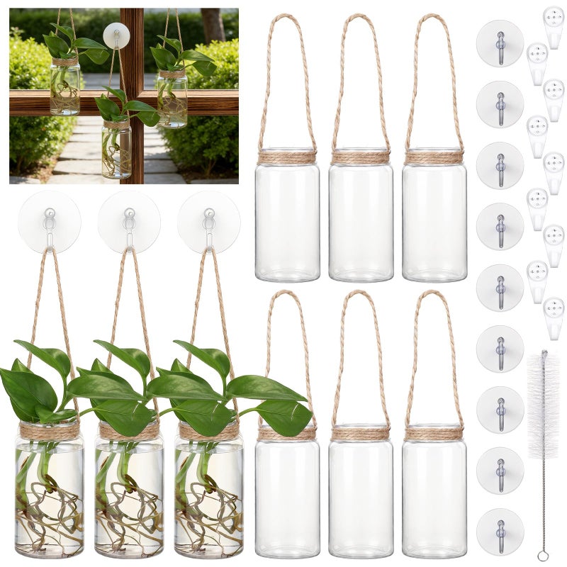 Baderke 9 Sets Window Hanging Propagation Stations 354 Plastic Propagation Vases with Suction Cup Traceless Nail Propagated Plant Holder Wall Jars for Office Home Garden Decoration Lover Gift - Image 2