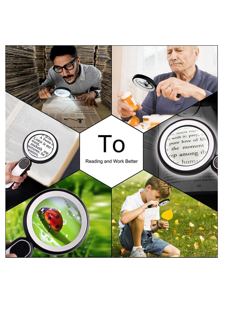 10X Handheld Illuminated Magnifying Glass with 21 LED Lights Perfect for Seniors and Reading Black Color - Image 5