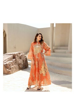 Middle East New burnt flower sequin dress light luxury ladies party Muslim abaya women's clothing  L