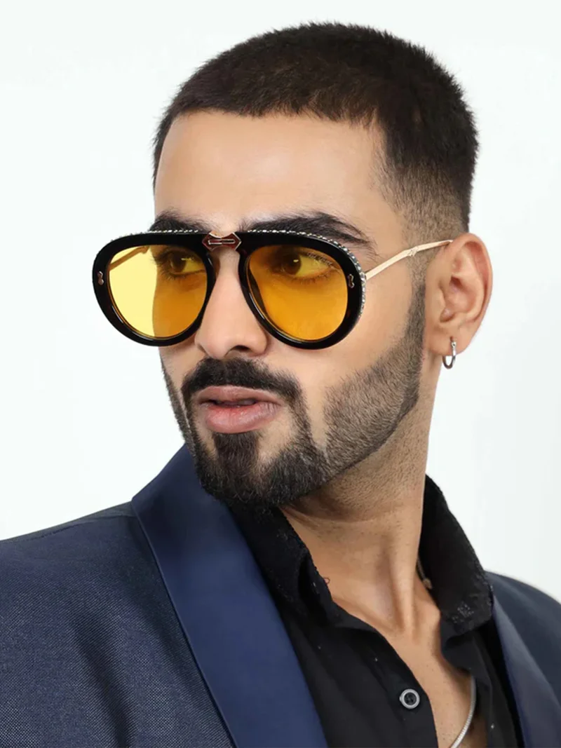 Woggles Red Pappy Crystara Yellow Aviator Sunglasses