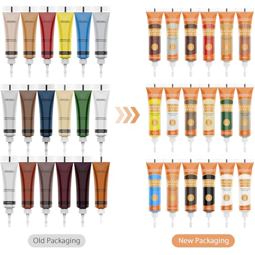 SEISSO 18 Colors Leather Repair Kit - for Furniture Car Seats Couches Sofa Shoes Boat, Leather Dye Filler Paint Restore Scratches Tears Holes, Purses, Jacket, Vinyl Repair Kit Bonded Leather Genuine Italian - Image 2