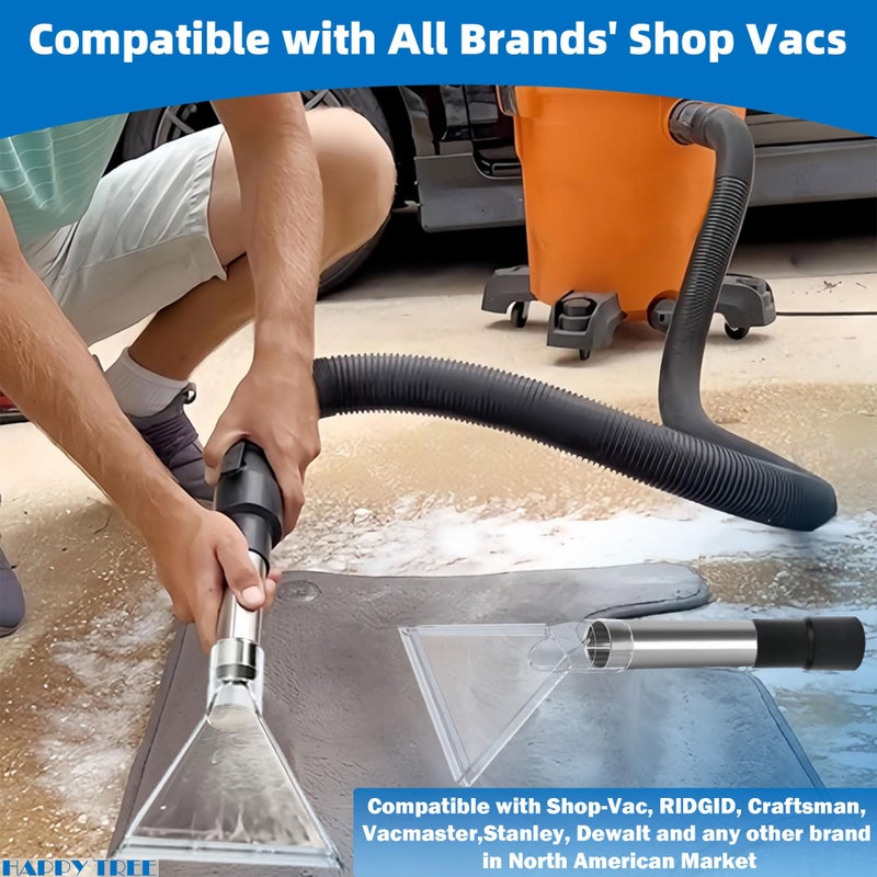 Happy Tree Universal Fit All Brands' Shop Vacs with 2-1/2"&1-7/8"&1-1/4" Adapter Clear Extractor Accessory for Upholstery & Carpet Cleaning & Car Detailing, Shop Vac Extractor Attachment Hose Kit - Image 2