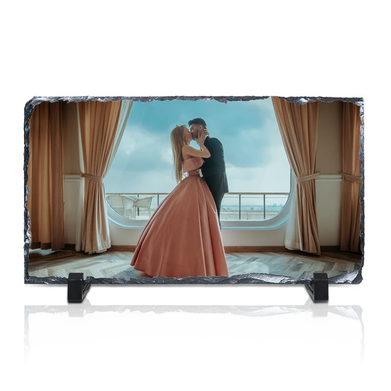 MR.R Sublimation Blank Rectangular Rock Slate Photo Plaque Picture Frame  Customized Photo Frame Novelty For Wedding Birthday Baby Birth (12x22cm) - Image 5