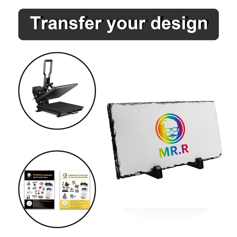 MR.R Sublimation Blank Rectangular Rock Slate Photo Plaque Picture Frame  Customized Photo Frame Novelty For Wedding Birthday Baby Birth (12x22cm) - Image 3