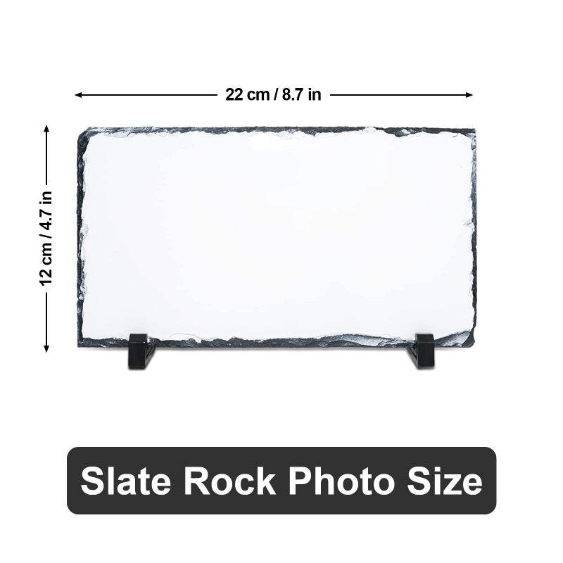 MR.R Sublimation Blank Rectangular Rock Slate Photo Plaque Picture Frame  Customized Photo Frame Novelty For Wedding Birthday Baby Birth (12x22cm) - Image 2