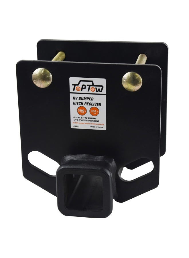 TOPTOW 63803 RV Bumper Hitch Receiver 2 inch Adapter Receiver Openning 3500 LBS Capacity Fits for 4 inch X 4 inch Square RV Rear Bumpers - Image 3