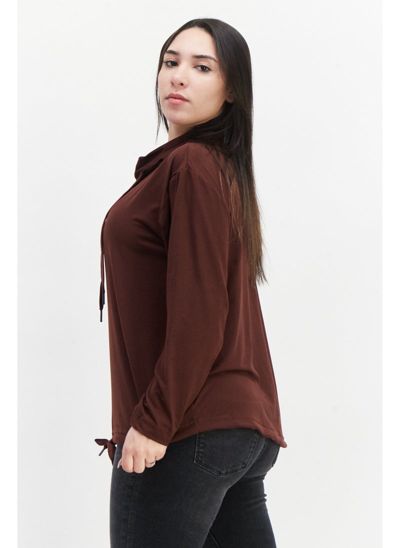 French Connection Women Turtle Neck Long Sleeve Solid Sweater, Brown  - Image 5