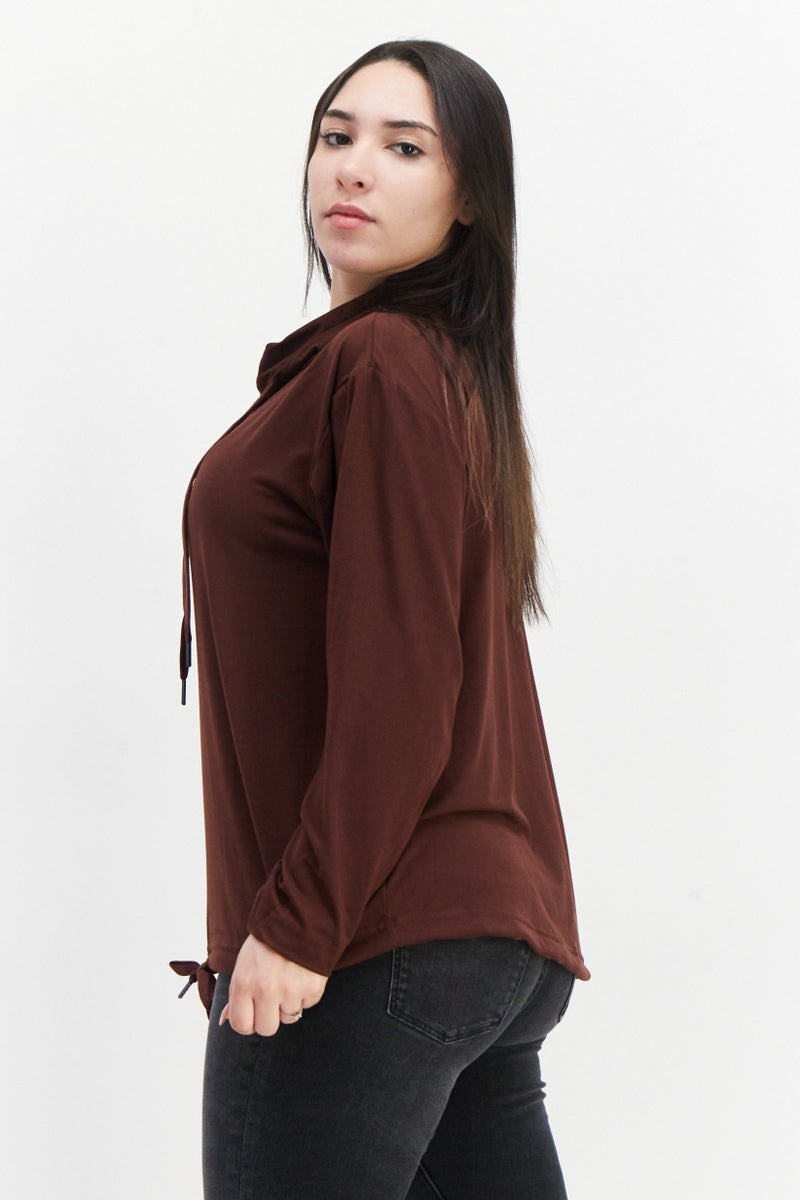 French Connection Women Turtle Neck Long Sleeve Solid Sweater, Brown  - Image 3