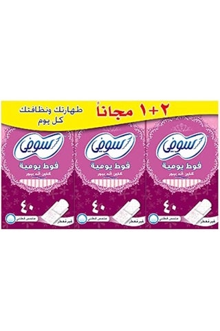 سوفي كلين وبير بطانات يومية غير معطرة، 3 × 40