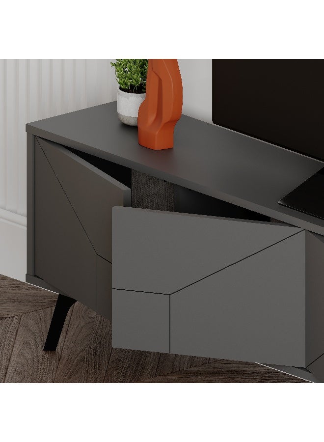 Mourah Home Dune TV Stand up to 70 Inches TVs | Modern TV Cabinet 4-Door | Modern TV Units for Living Room | Storage Cabinet | 180x29.6x50 CM (Dark Grey) - Image 4