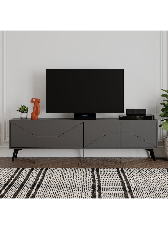 Mourah Home Dune TV Stand up to 70 Inches TVs | Modern TV Cabinet 4-Door | Modern TV Units for Living Room | Storage Cabinet | 180x29.6x50 CM (Dark Grey) - Image 1