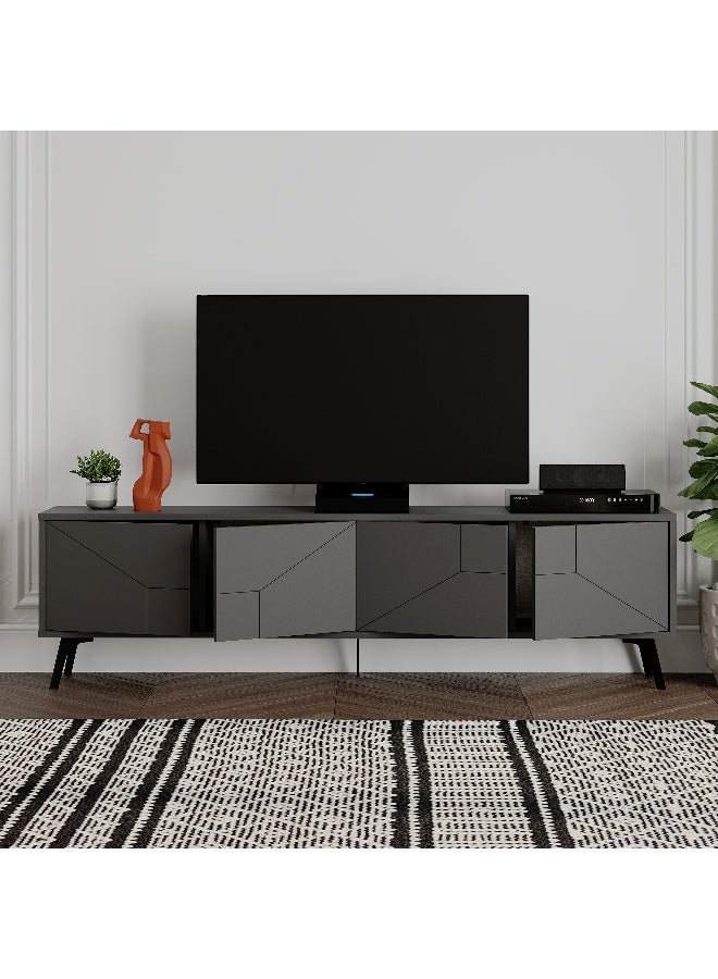 Mourah Home Dune TV Stand up to 70 Inches TVs | Modern TV Cabinet 4-Door | Modern TV Units for Living Room | Storage Cabinet | 180x29.6x50 CM (Dark Grey) - Image 3