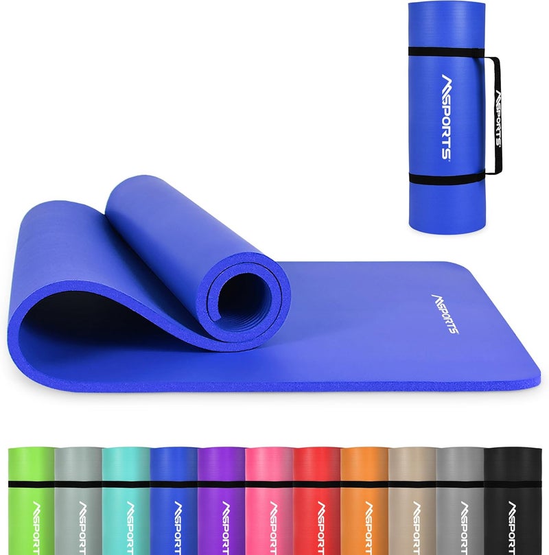 MSPORTS Yoga Mat Premium Non Slip Thick – Extra Comfortable Exercise Mat for Home Workouts, Pilates, Stretching & Gym – Cushioned NBR Foam, Gym Mat with Strap, for Women & Men - Image 1