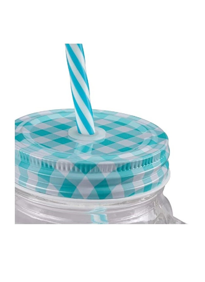 Myra Mason Jar With Lid And Straw Clear/Blue