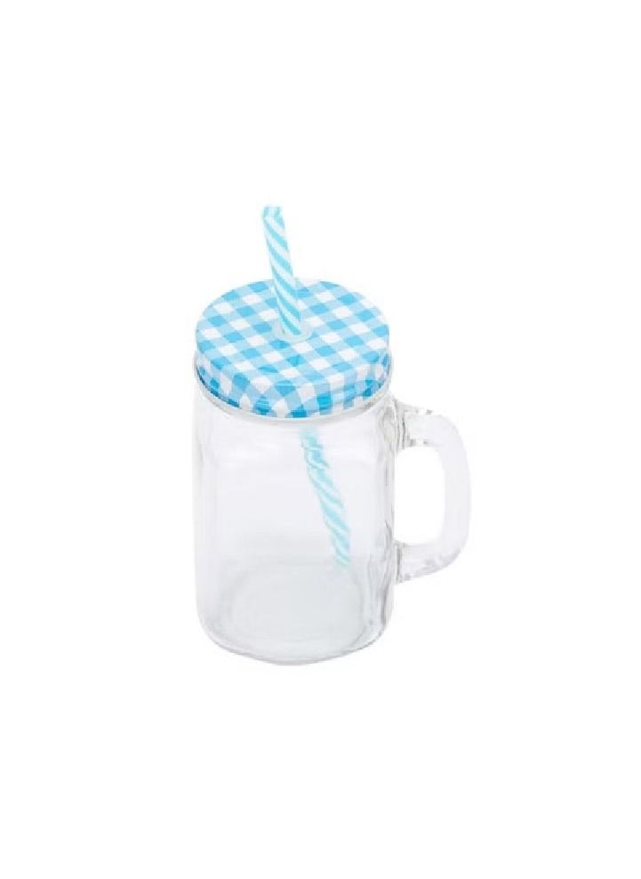 Myra Mason Jar With Lid And Straw Clear/Blue