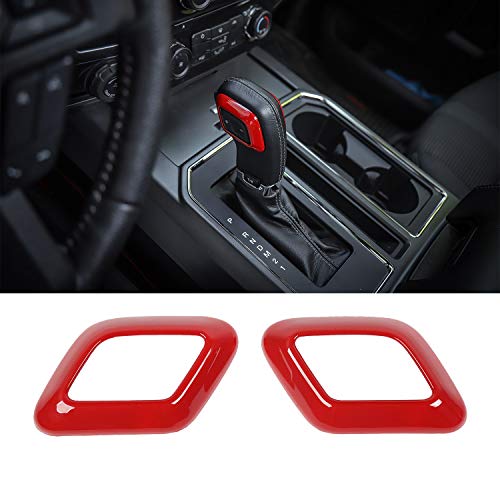 JeCar for Ford F150 Gear Shifter Head Trim Cover Frame Deacorative Trim Cover Frame for Ford F150 2015 2016 2017 (Red) - Image 1