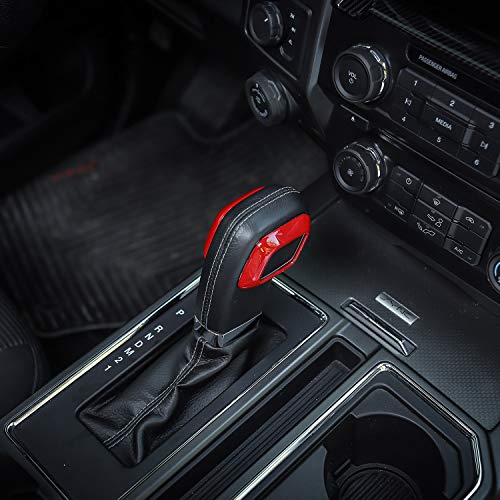 JeCar for Ford F150 Gear Shifter Head Trim Cover Frame Deacorative Trim Cover Frame for Ford F150 2015 2016 2017 (Red) - Image 3