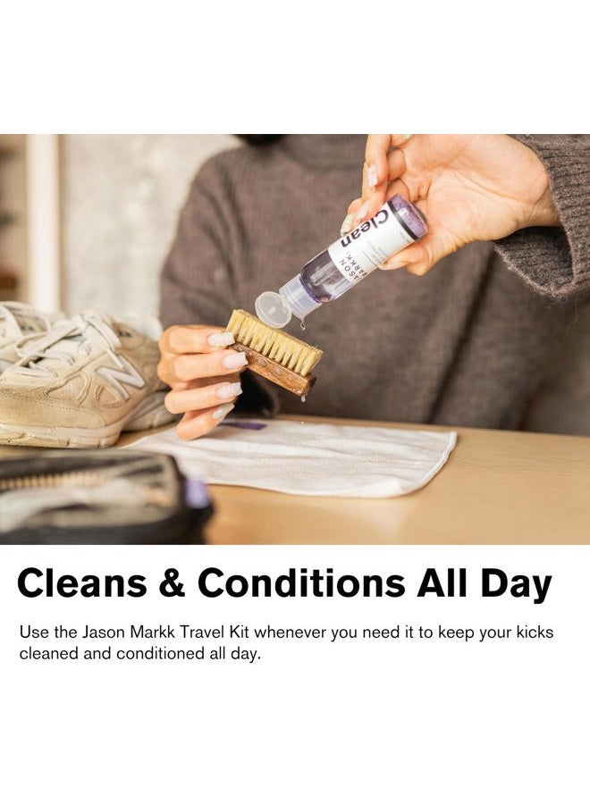 Jason Markk Travel Shoe Cleaning Kit - 2oz Premium Shoe Cleaner, Mini Brush, 9 x 9 Microfiber Towel, Quick Wipes - Effectively Cleans and Conditions Sneakers - Ripstop Nylon Case, Clear Front Window - Image 4
