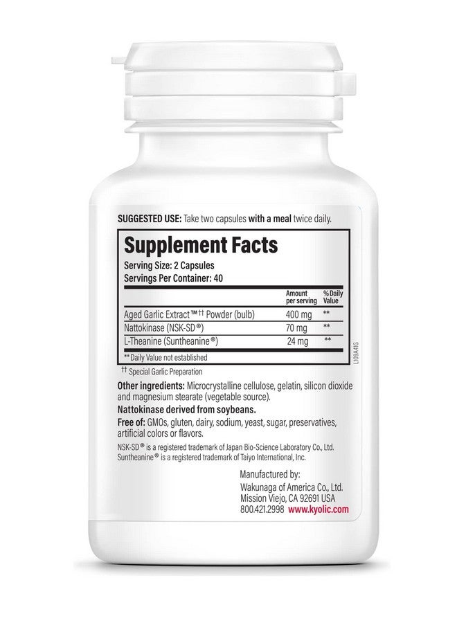 kyolic مستخلص الثوم aged Kyolic الصيغة 109، صحة ضغط الدم، 80 كبسولة - Image 3