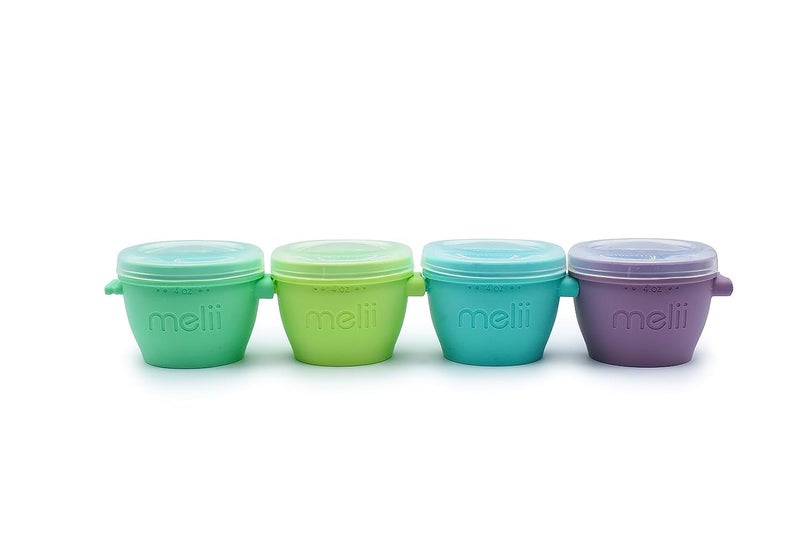 melii Silicone Snap & Go Baby Food Storage Containers - 4-Piece Set, 4 oz Snack Containers with Airtight, Leakproof Lids, Freezer Safe, BPA-Free, Stackable Food Storage for Baby Food & Kitchen Use - Image 1