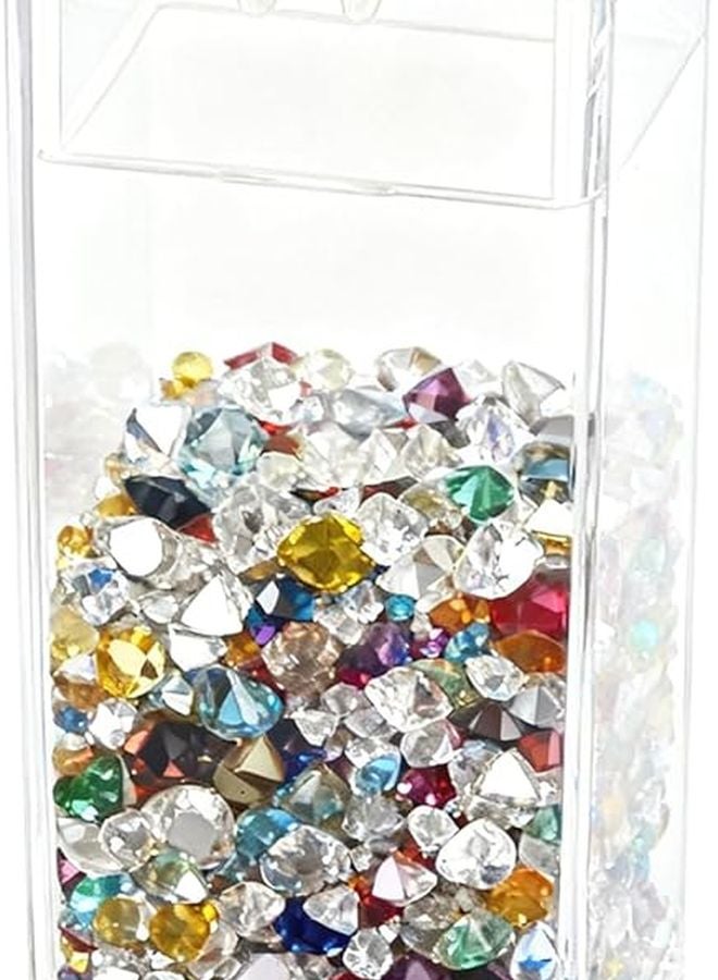 حاويات تخزين فنية بحجر الراين للزجاجات السخية، علبة منظم مجوهرات أظافر شفافة - Image 2