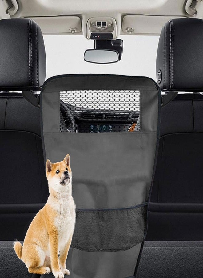 DUSCOKE Dog Car Net Barrier Between Seats - Pet Barrier Vehicle Travel Dog Fence with Mesh Window for Safe Driving - Vehicle Divider Car Backseat Barrier Storage Bag for SUVs and Trucks (Black) - Image 1