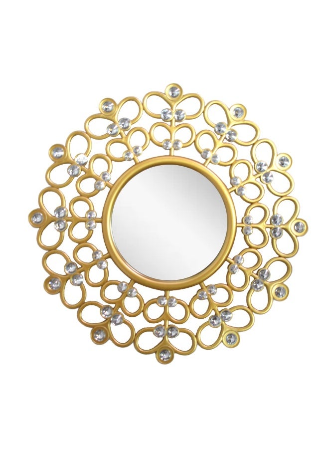 ديكور هيلز مرآة حائط ديكور هيلز المزخرفة بتصميم حلقات متعددة، مرآة حائط دائرية بلمسة نهائية ذهبية دافئة لغرفة المعيشة وغرفة النوم والحمام - Image 1
