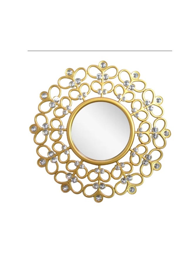 ديكور هيلز مرآة حائط ديكور هيلز المزخرفة بتصميم حلقات متعددة، مرآة حائط دائرية بلمسة نهائية ذهبية دافئة لغرفة المعيشة وغرفة النوم والحمام - Image 3