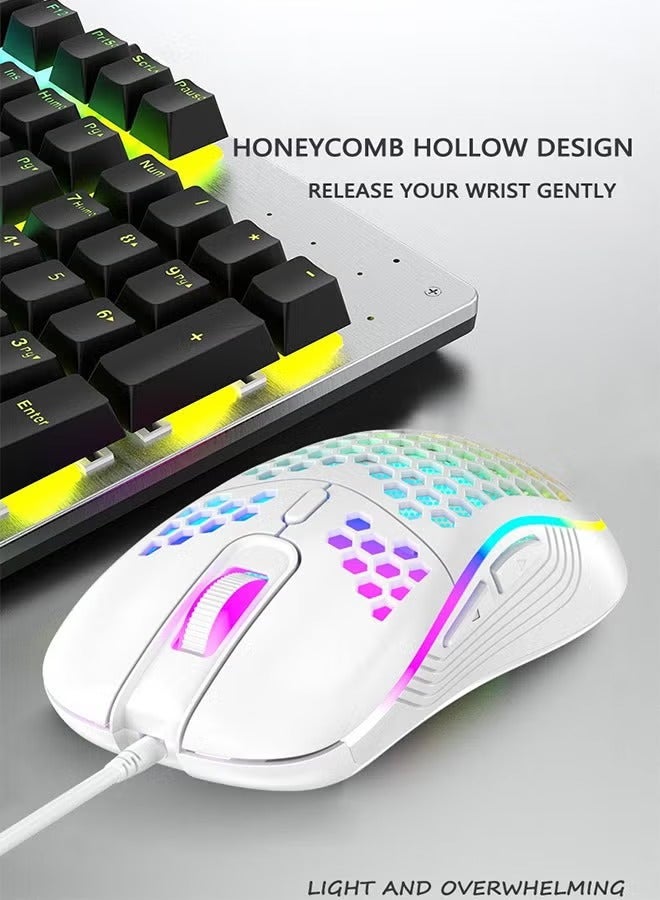 High Performance Wired Gaming Mouse, 3200 DPI, Game-Grade Optical Sensor, Honeycomb Hollow Design, Ventilation and Cooling Effect-White - Image 1