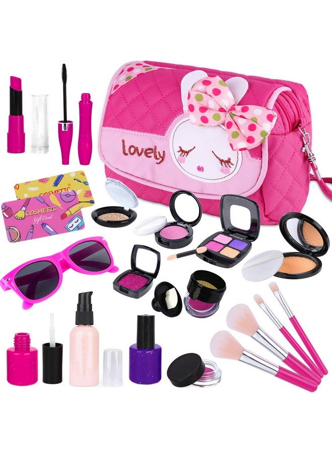 Ginmic GINMIC Kids Makeup Kit - Pretend Play Makeup Set Toys with Pink Princess Purse & Sunglasses for Girls 3-10 Year Old - Including Brushes, Eye Shadows, Lipstick  - Image 1